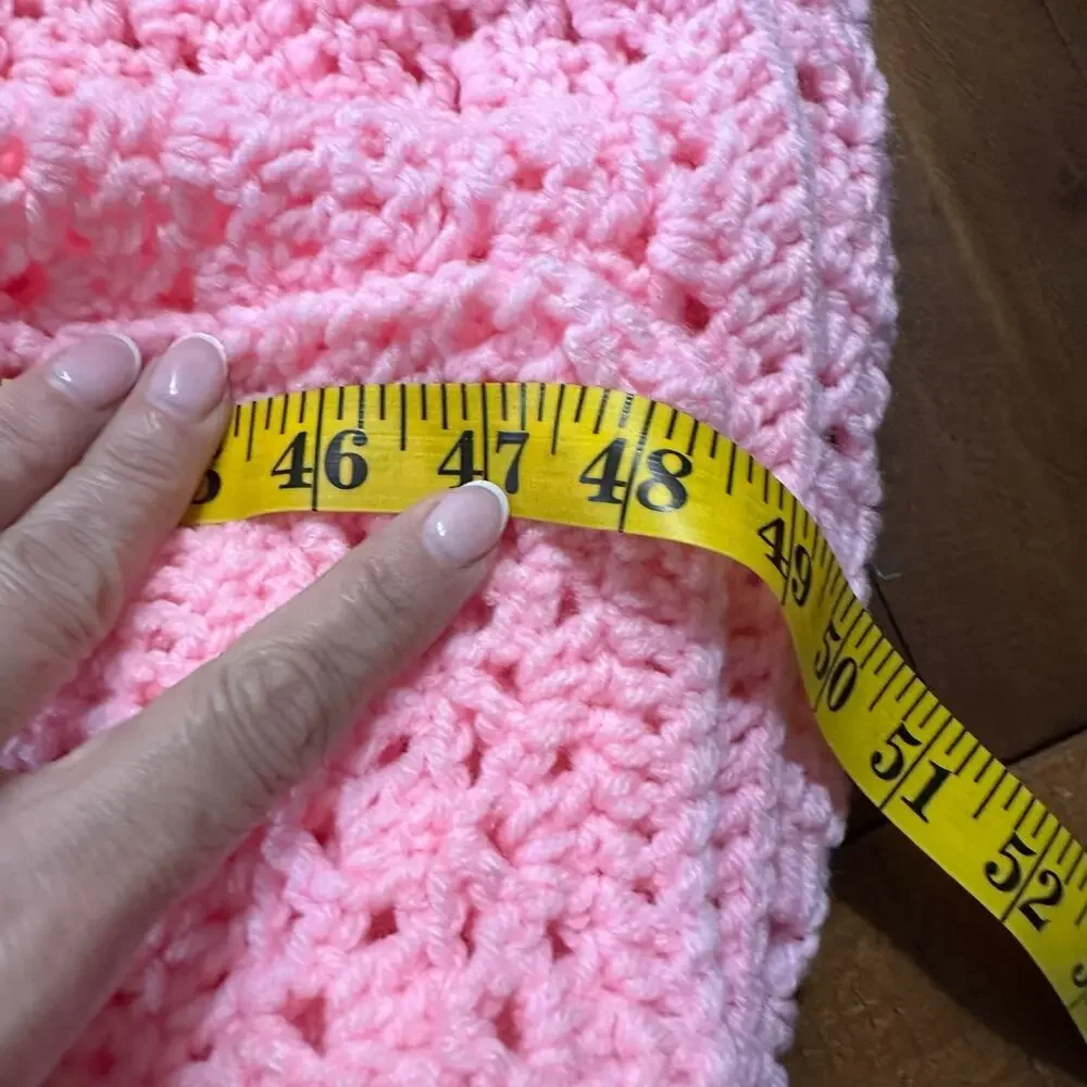 Vintage Hand-Crocheted Pink Gradient Throw Blanket | Soft & Cozy | Handmade